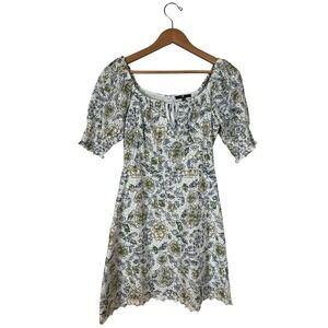 7‎ For All Mankind Spring Garden Eyelet Puff Sleeve Fit & Flare Cotton Dress, XS